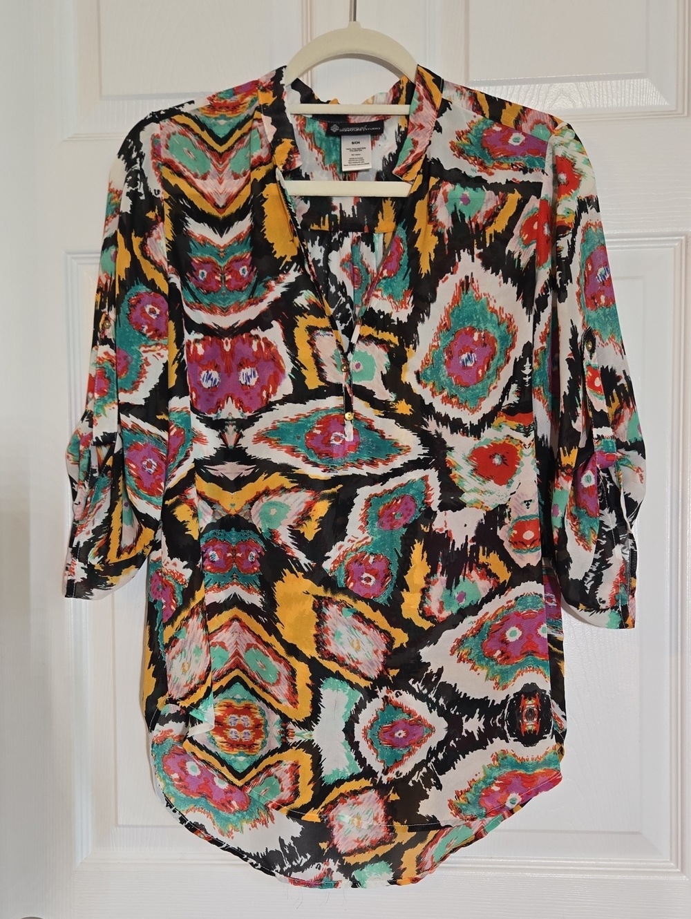 Signature Studio Multicolor Ikat Print Tunic Top Size Small